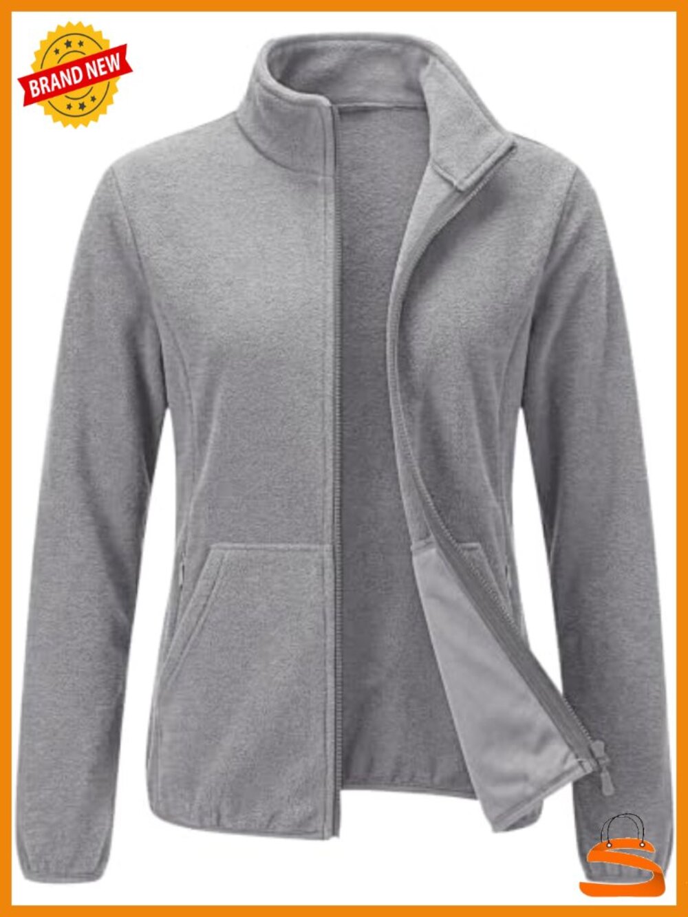 Womens Fleece Jacket Full Zip Coat with 6 Pockets